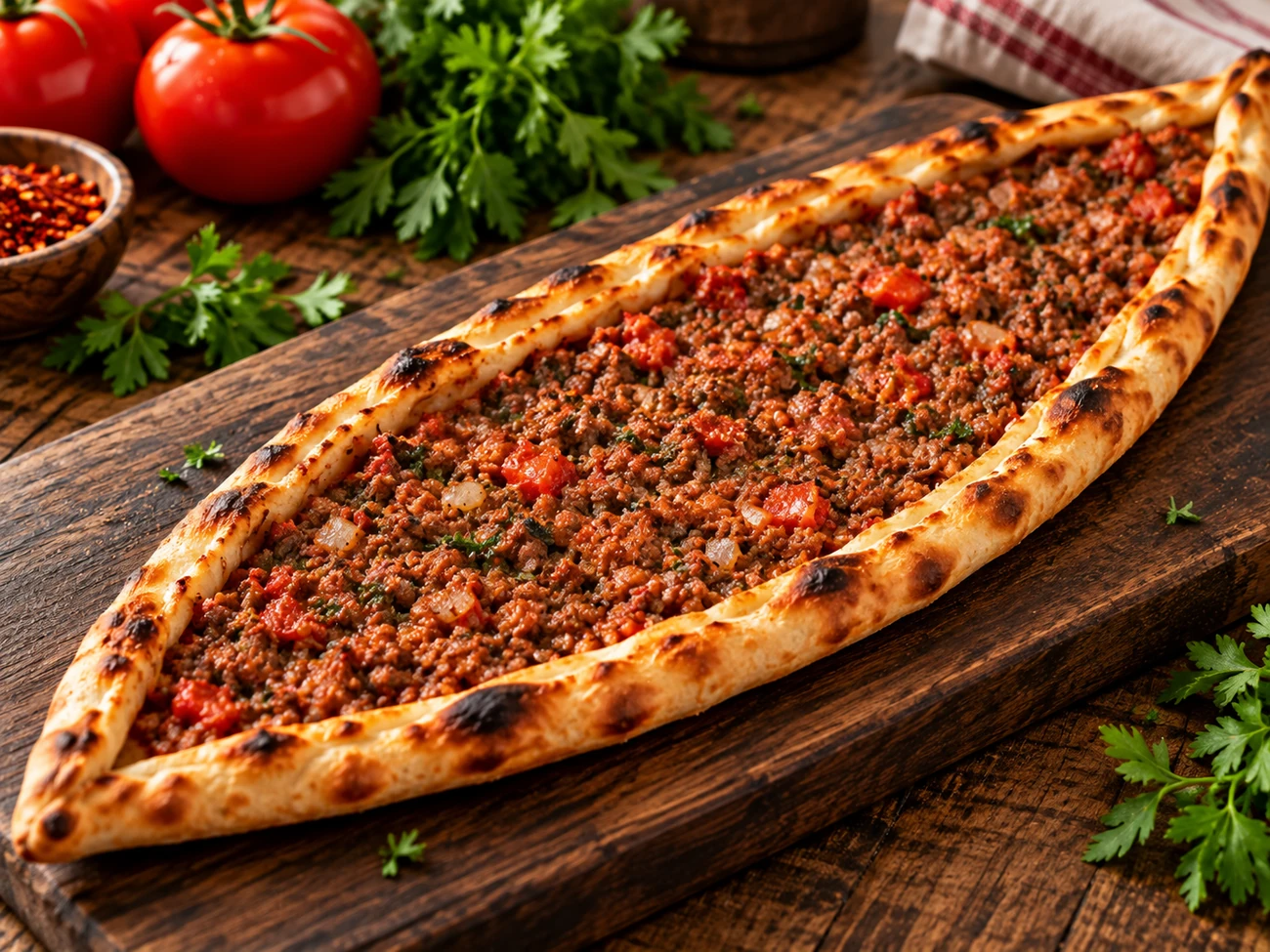 Tekli sade kıymalı pide